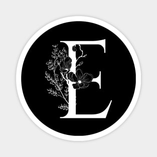 Letter E Monogram - Floral Initial Magnet